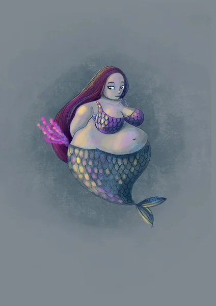 Illustration Mermaid Water Diving Sea Depths Sea Water Swimming Diving — Zdjęcie stockowe