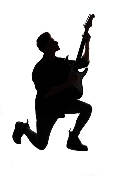 Menino Com Uma Guitarra Elétrica — Fotografia de Stock