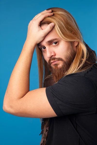 Retrato Chico Rubio Con Barba — Foto de Stock