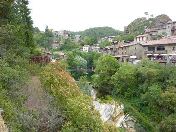 Ponte Suspensa Tradicional Cidade Rupit Província Barcelona Espanha — Fotografia de Stock