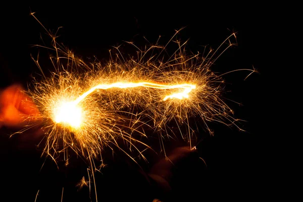 Llamarada Encendida Una Fiesta Infantil Generando Centenares Giros Con Brillo —  Fotos de Stock