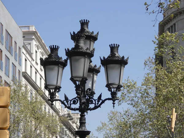 Lampada Stradale Tipica Della Città Barcellona Paseo Gracia — Foto Stock