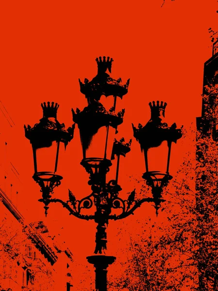 Street Lamp Typical City Barcelona Paseo Gracia Street — Stock Photo, Image