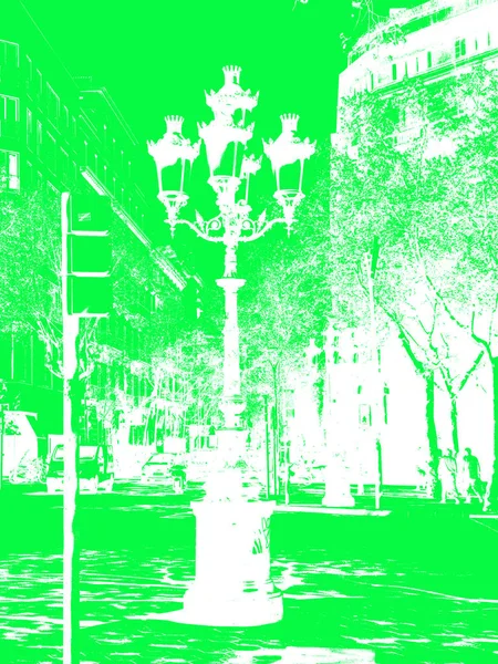パセオ グラシア通りで バルセロナの街の代表的な街路灯 — ストック写真