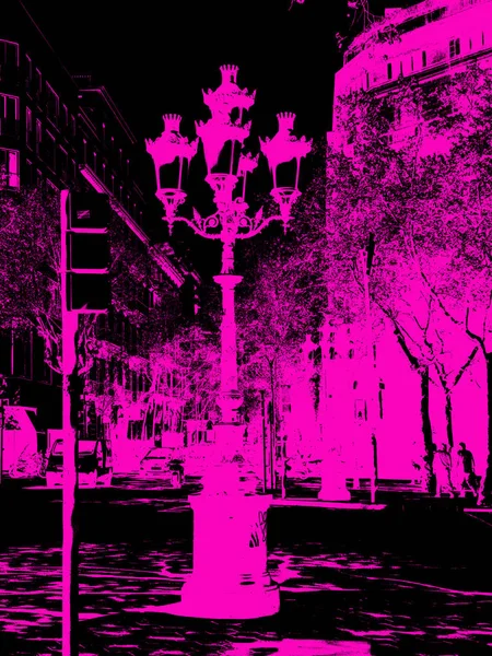 巴塞罗那市典型的路灯 — 图库照片