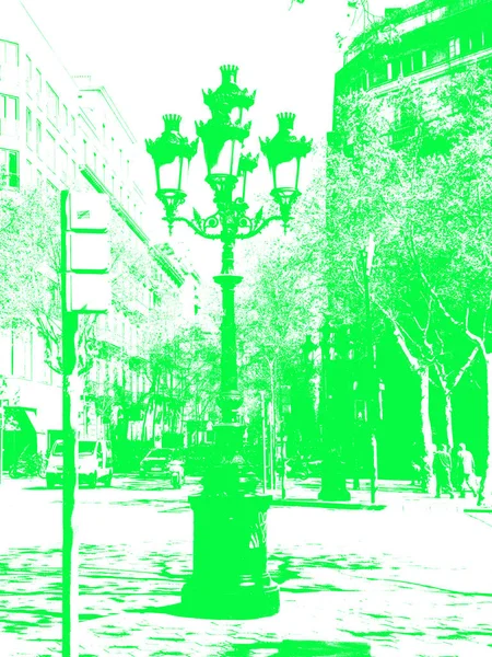 Típico Farol Ciudad Barcelona —  Fotos de Stock