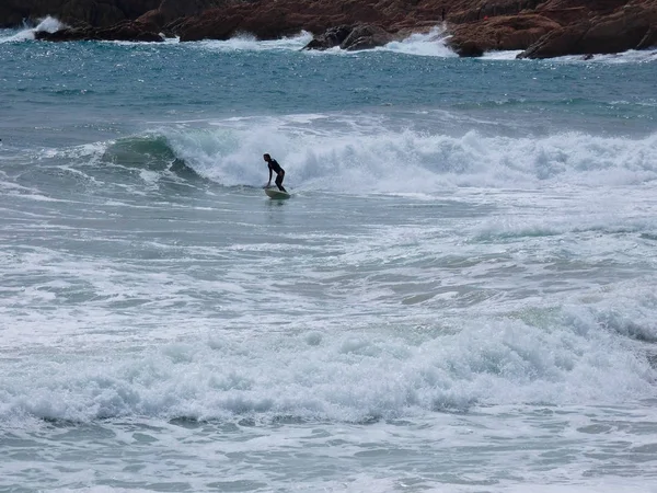 Grandes Olas Que Estrellan Contra Arena Las Rocas Costa —  Fotos de Stock