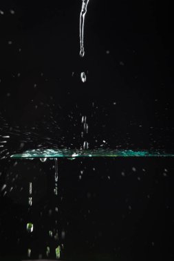 saydam bir cam üzerine düşen su