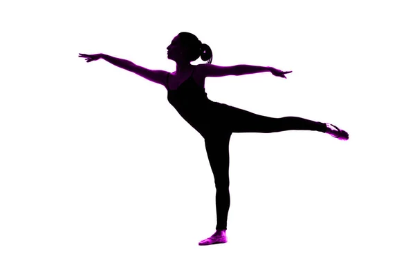 Pefil Silueta Una Joven Bailarina —  Fotos de Stock