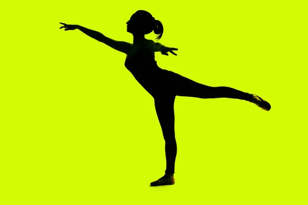 Pefil Silueta Una Joven Bailarina —  Fotos de Stock