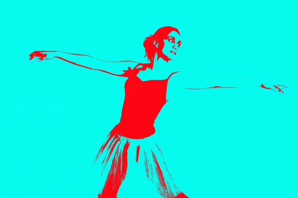 Pefil Silhouette Una Giovane Ballerina — Foto Stock