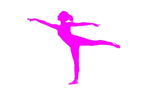 Pefil Silhouet Van Een Jonge Ballerina Meisje — Stockfoto