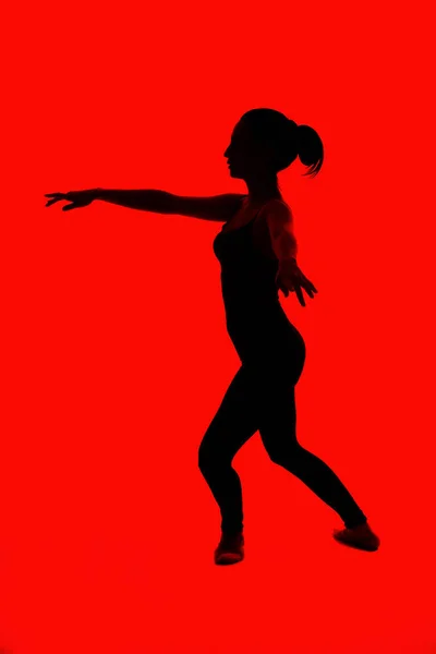 Pefil Und Silhouette Einer Jungen Ballerina — Stockfoto
