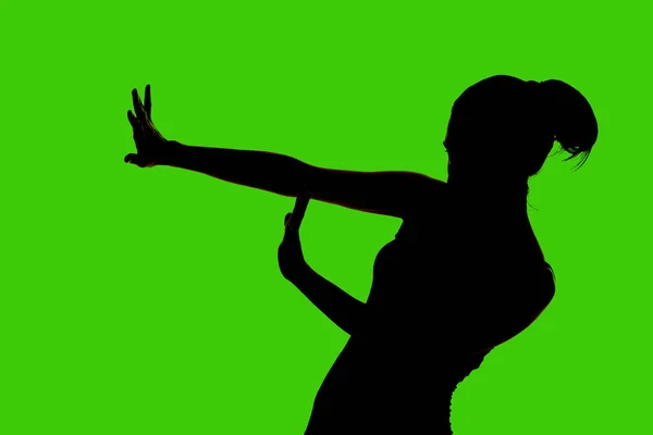 Pefil Silhouette Una Giovane Ballerina — Foto Stock