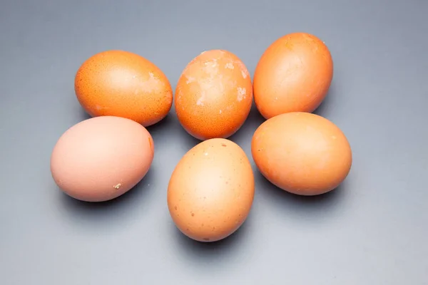 Meia Dúzia Ovos Frescos Galinhas Saudáveis Preparados Para Serem Consumidos — Fotografia de Stock