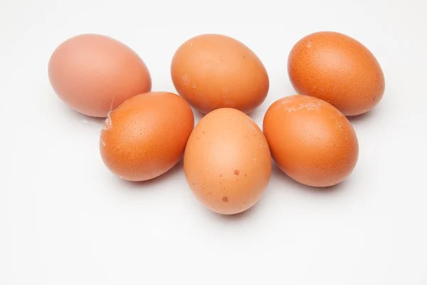 Mezza Dozzina Uova Fresche Provenienti Galline Sane Preparate Essere Consumate — Foto Stock