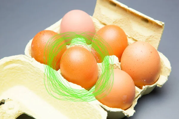 Ein Halbes Dutzend Frische Eier Von Gesunden Hühnern Die Auf — Stockfoto