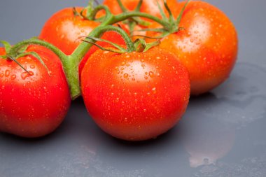 Domates kırmızı ve taze, doğrudan masaya gitmek için bahçeden getirilen, biz salata veya meyve olarak, vitamin ve antioksidanlar açısından zengin çiğ yiyebilirsiniz. domates ile biz meyve suları, reçeller, soslar, tavada yapabilirsiniz, biz et ile doldurabilir ve yapmak 