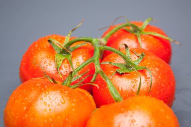 Domates kırmızı ve taze, doğrudan masaya gitmek için bahçeden getirilen, biz salata veya meyve olarak, vitamin ve antioksidanlar açısından zengin çiğ yiyebilirsiniz. domates ile biz meyve suları, reçeller, soslar, tavada yapabilirsiniz, biz et ile doldurabilir ve yapmak 