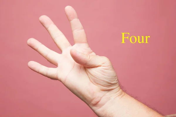 Mão Dedos Fazendo Sinais Símbolos Numéricos Punho Fechado Fundo Liso — Fotografia de Stock