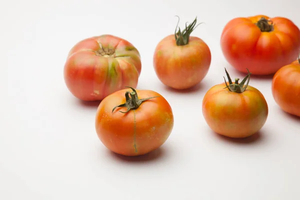 Groene Tomaat Rode Tomaat Rijp Rijp Vers Van Tuin Naar — Stockfoto