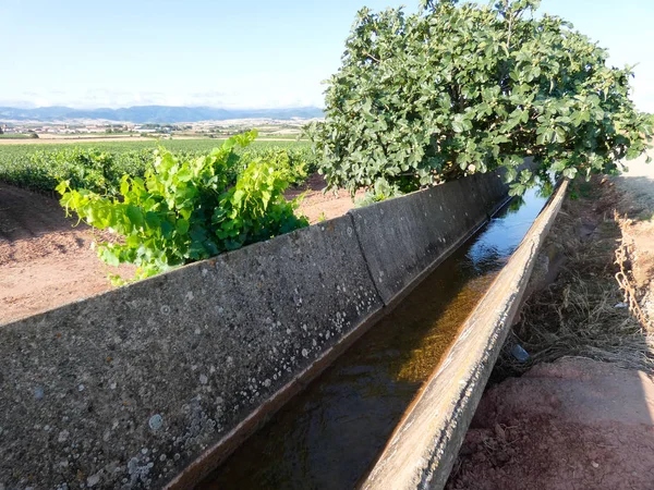 Irrigatiekanaal Door Het Land Van Spanje Kanaal Velden Water Geven — Stockfoto
