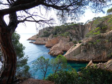 Costa Brava, Girona, İspanya, Akdeniz kıyıları, plajlar ve kayalıklar, engebeli manzara, güzel çok güzel dolu