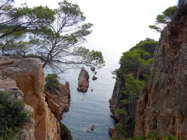 Costa Brava, Girona, İspanya, Akdeniz kıyıları, plajlar ve kayalıklar, engebeli manzara, güzel çok güzel dolu