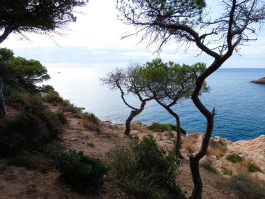 Costa Brava, Girona, İspanya, Akdeniz kıyıları, plajlar ve kayalıklar, engebeli manzara, güzel çok güzel dolu