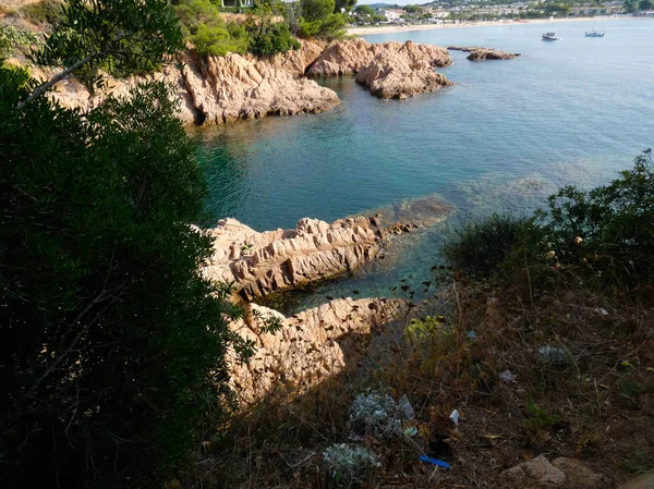 Costa Brava Girona Španělsko Středomořské Pobřeží Plné Pláží Útesů Rozeklané — Stock fotografie