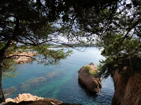 Costa Brava Girona Spagna Costa Mediterranea Piena Spiagge Scogliere Paesaggio — Foto Stock