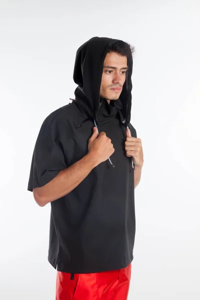 Schöner Sexy Junger Kerl Mit Futuristischer Moderner Kleidung Urbane Designerkleidung — Stockfoto