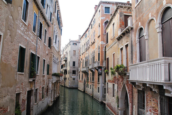 Vernice, Italy - September 4,2017: Beautiful Venice city with houses a long canal