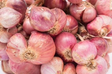 Beyaz arka planda, closeup kırmızı soğan 