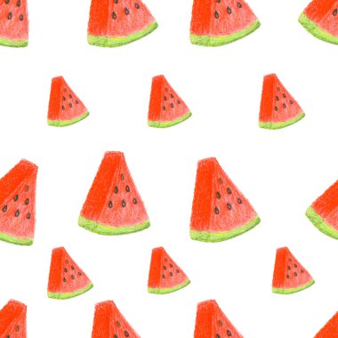 El çizimi karpuz dilimleri beyaz arkaplan üzerinde desen 