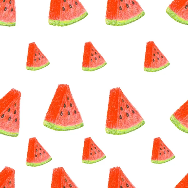 El çizimi karpuz dilimleri beyaz arkaplan üzerinde desen 
