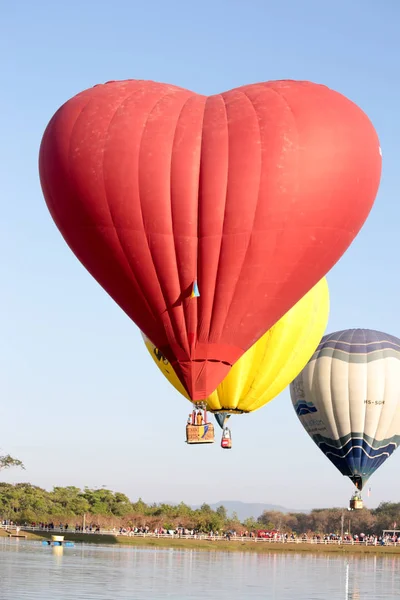 Hot air colorful balloon, Fire balloon in the blue sky during day