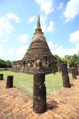 2018 'de Sukhothai, Tayland' daki tarihi tapınak milli parkı. Unesco Tarihi Eski Yer Dünya Mirası