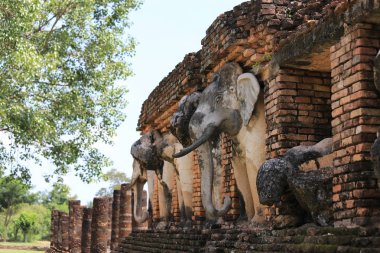2018 'de Sukhothai, Tayland' daki tarihi tapınak milli parkı. Unesco Tarihi Eski Yer Dünya Mirası