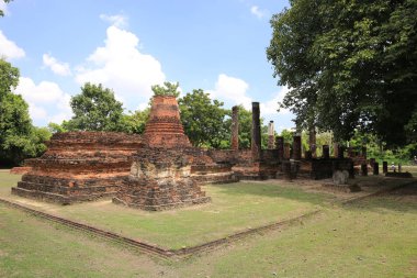 2018 'de Sukhothai, Tayland' daki tarihi tapınak milli parkı. Unesco Tarihi Eski Yer Dünya Mirası