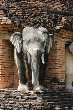 2018 'de Sukhothai, Tayland' daki tarihi tapınak milli parkı. Unesco Tarihi Eski Yer Dünya Mirası