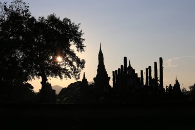 2018 'de Sukhothai, Tayland' daki tarihi tapınak milli parkı. Unesco Tarihi Eski Yer Dünya Mirası