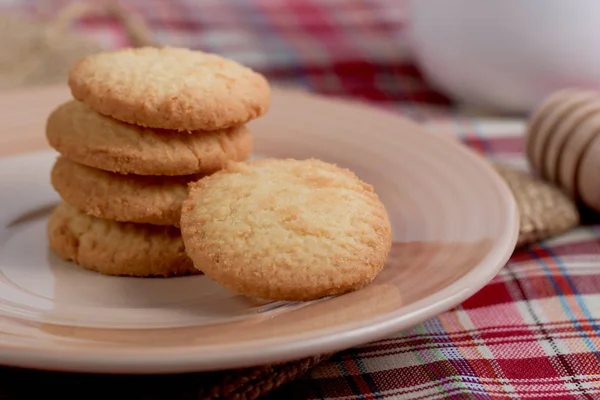 Galletas Dulces Redondas Delicioso Postre Con Alto Contenido Azúcar Carbohidratos — Foto de Stock