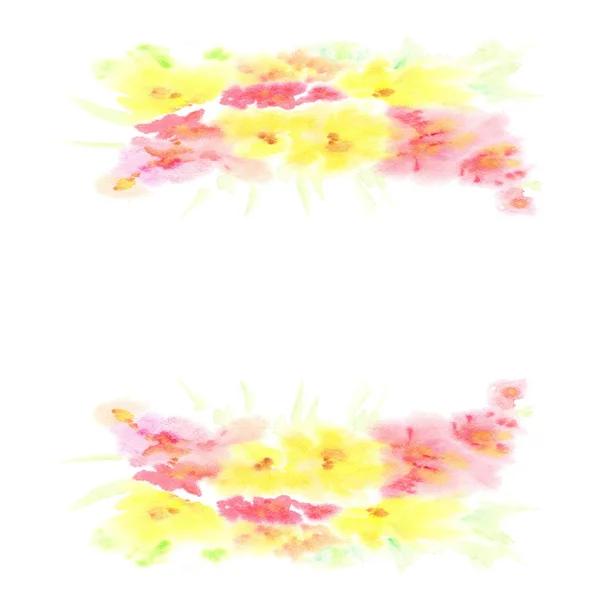 Quadro Colorido Desenhado Mão Flores Coloridas Verão Fundo Branco — Fotografia de Stock