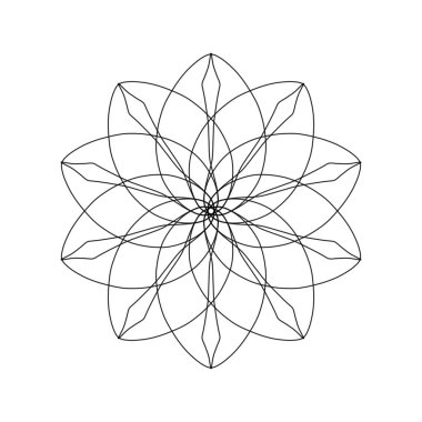 Mandala geometrisi meditasyon için güzel bir işaret. Mandala sanatının dijital çizimi. Tibetli ve Hintli olarak meditasyon sanatı duada kullanılıyor.