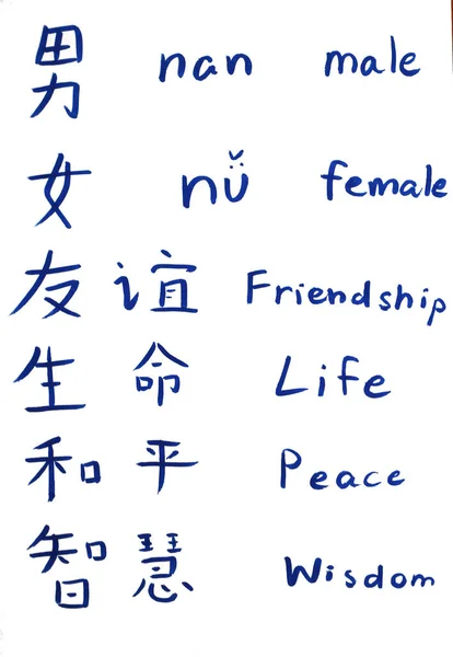 Lär Kinesiska Alfabet Och Ord Hanzi Och Hanyu Förenklat Kinesiskt — Stockfoto