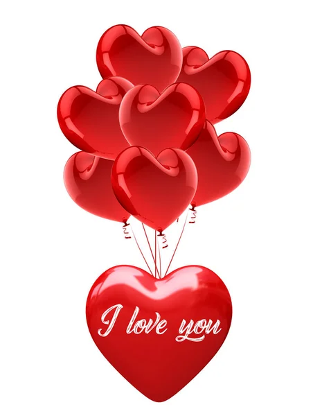 Love Baloon Isoliert Auf Weiß Ballon Herz Rot Valentine Liebe — Stockfoto