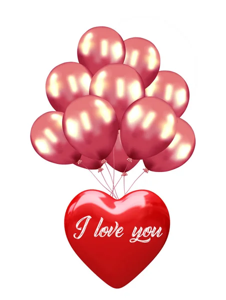 Love Baloon Isolé Sur Blanc Ballon Coeur Rouge Concept Amour — Photo