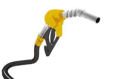 Benzin deposuna benzin pompalayan hortum, beyaz arka plana benzin döken hortum, petrol endüstrisi deposuna benzin pompalayan hortum., 