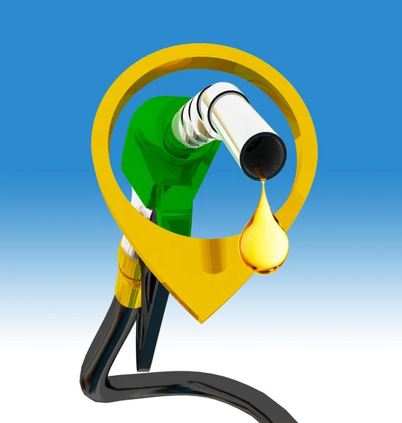 Bocal Bombeamento Gasolina Tanque Combustível Bocal Derramando Gasolina Sobre Fundo — Fotografia de Stock